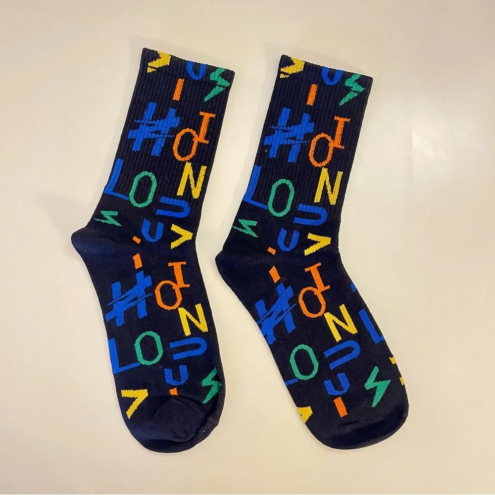 Multicolor Logo Monogram Crew Socks – Black